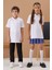Unisex Kısa Kollu Polo Yaka Mor T-Shirt Kız Çocuklar İçin Günlük Kullanım 6-13 Yaş 7