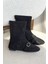 Kadın Geste Taşlı Düz Taban Bot - Siyah 3