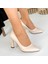 Bej Cilt Stiletto Ayakkabı 4