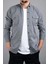 Slim Fit Erkek Kot Gömlek Gri 1
