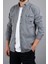 Slim Fit Erkek Kot Gömlek Gri 2