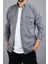 Slim Fit Erkek Kot Gömlek Gri 4