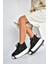 V973019102 Siyah/beyaz Süet Kalın Tabanlı Kadın Spor Ayakkabı Sneakers 5