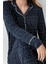 Kadın Lacivert Gömlek Yakalı Pijama Takım, Alt Pijama Cepli ve Desenli, %50 Pamuk %50 Modal 3
