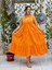 NC20366 Italyan Nakışlı Askılı Coton Elbise Oranj 2