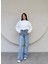 Paça Detay Likralı Wide Leg Jean 2