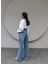 Paça Detay Likralı Wide Leg Jean 3