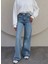 Paça Detay Likralı Wide Leg Jean 4