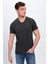 Erkek Antrasit Büyük Beden V Yaka Likralı Basic T-Shirt 2