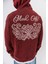 Erkek Mask Off Baskılı Yıkamalı Kapüşonlu Oversize Hoodie Bordo 5
