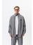 Erkek Dark Striped Şerit Detaylı Dik Yaka Doubleface Zip Oversize Sweatshirt Füme 1