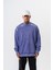 Erkek Origin Baskılı Yıkamalı Bisiklet Yaka Oversize Sweatshirt Mor 2