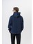 Erkek Respire Yazı Detaylı Kapüşonlu Basic Oversize Hoodie Lacivert 3
