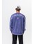 Erkek Origin Baskılı Yıkamalı Bisiklet Yaka Oversize Sweatshirt Mor 1
