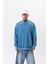 Erkek Origin Baskılı Yıkamalı Bisiklet Yaka Oversize Sweatshirt Bebe Mavi 2