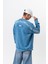 Erkek Origin Baskılı Yıkamalı Bisiklet Yaka Oversize Sweatshirt Bebe Mavi 4