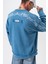 Erkek Origin Baskılı Yıkamalı Bisiklet Yaka Oversize Sweatshirt Bebe Mavi 5