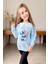 Yaka Detaylı Stitch Desenli Mavi Renk Kız Çocuk Takım 3