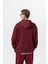 Erkek Respire Yazı Detaylı Kapüşonlu Basic Zip Oversize Hoodie Bordo 3