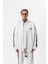 Erkek Dark Striped Şerit Detaylı Dik Yaka Doubleface Zip Oversize Sweatshirt Ekru 1