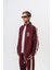 Erkek 7 Şerit Detaylı Dik Yaka Doubleface Zip Oversize Sweatshirt Bordo 2