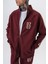Erkek 7 Şerit Detaylı Dik Yaka Doubleface Zip Oversize Sweatshirt Bordo 4