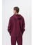 Erkek Respire Yazı Detaylı Kapüşonlu Basic Zip Oversize Hoodie Vişne 3