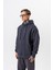 Erkek Respire Yazı Detaylı Kapüşonlu Basic Oversize Hoodie Füme 2