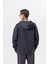 Erkek Respire Yazı Detaylı Kapüşonlu Basic Zip Oversize Hoodie Füme 3