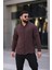 Ayrobin Uzun Kollu Kahve Renk Yarım Oversize Erkek Gömlek 1