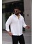 Ayrobin Uzun Kollu Beyaz Renk Yarım Oversize Erkek Gömlek 2