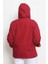 Kadın Kapüşonlu Yağmurluk & Rüzgarlık Kırmızı Düz Kumaş Regular Kalıp 6