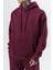 Erkek Respire Yazı Detaylı Kapüşonlu Basic Oversize Hoodie Vişne 5