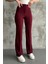 Kadın Bordo Yüksek Bel Toparlayıcı Ispanyol Paça Palazzo Pantolon Bordo / M 1