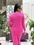 D12809 Simli V Yaka Triko Bluz Pembe 2