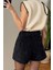 Kadife Özel Tasarım Şort Etek- Siyah 4