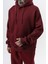 Erkek Respire Yazı Detaylı Kapüşonlu Basic Oversize Hoodie Bordo 5