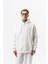 Erkek Respire Yazı Detaylı Kapüşonlu Basic Oversize Hoodie Ekru 1