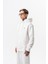 Erkek Respire Yazı Detaylı Kapüşonlu Basic Oversize Hoodie Ekru 2