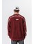 Erkek Origin Baskılı Yıkamalı Bisiklet Yaka Oversize Sweatshirt Bordo 1