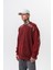 Erkek Origin Baskılı Yıkamalı Bisiklet Yaka Oversize Sweatshirt Bordo 3
