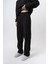 Erkek Respire Yazı Detaylı Basic Baggy Eşofman Altı Siyah 2