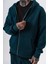 Erkek Respire Yazı Detaylı Kapüşonlu Basic Zip Oversize Hoodie Zümrüt 5
