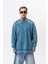 Erkek Origin Baskılı Yıkamalı Bisiklet Yaka Oversize Sweatshirt Petrol 2