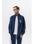 Erkek 7 Şerit Detaylı Dik Yaka Doubleface Zip Oversize Sweatshirt Lacivert 1