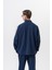 Erkek 7 Şerit Detaylı Dik Yaka Doubleface Zip Oversize Sweatshirt Lacivert 3