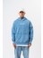 Erkek Mask Off Baskılı Yıkamalı Kapüşonlu Oversize Hoodie Mavi 2