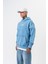 Erkek Mask Off Baskılı Yıkamalı Kapüşonlu Oversize Hoodie Mavi 3