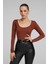 Kadın Bordo U Yaka Uzun Kollu Bluz 4