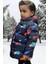 Erkek Çocuk Polarlı Kapüşonlu Gezegen Yıldız Desenli Kışlık Şişme Mont & Kaban & Parka 4